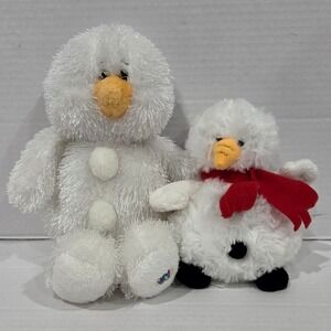Ganz Webkinz Snowman Plush Lot Large White Tinsel Snowman and Small Scarf Plush
